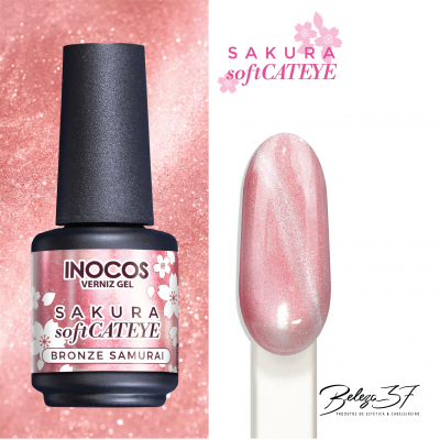 Verniz gel INOCOS Sakura soft Cateye Bronze Samurai rosa perolado