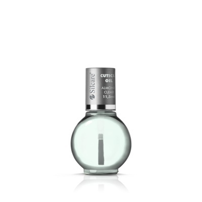 Frasco redondo transparente de óleo para cutículas Silcare com tampa prateada
