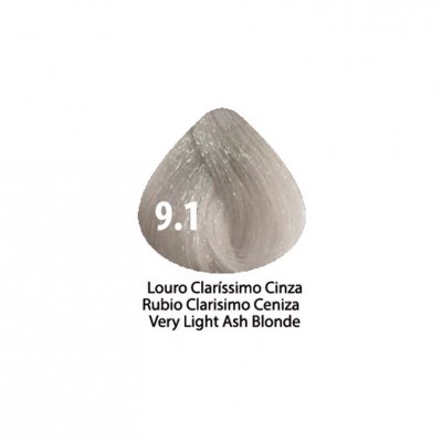 Amostra de cor de tinta capilar Louro Claríssimo Cinza nº 9.1