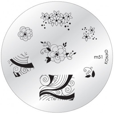 Disco metálico redondo com desenhos pretos para carimbos de unhas