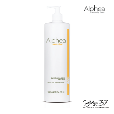 Frasco branco com óleo de massagem neutro Alpheia Special 1000ml