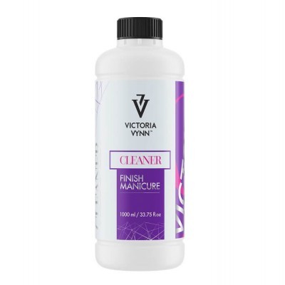 Frasco plástico branco de cleaner Victoria Vynn com rótulo roxo e branco