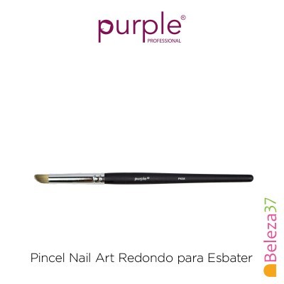 Pincel de nail art Purple Professional com cabo preto e cerdas brancas