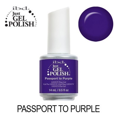 frasco de verniz gel roxo ibd com texto Passport to Purple