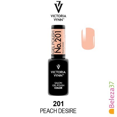 Verniz gel Victoria Vynn nº 201 Peach Desire com amostra da cor pêssego