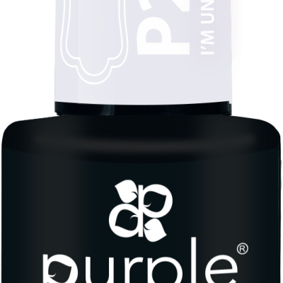 Frasco de verniz gel para unhas Purple Professional preto com tampa branca