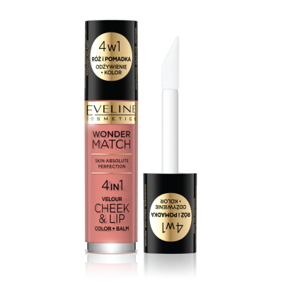 Bálsamo colorido Eveline Cosmetics Wonder Match 4-in-1 para bochechas e lábios com aplicador esponja
