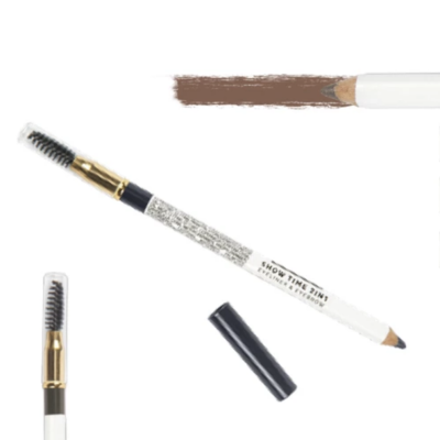 Lápis de sobrancelha branco com escova e tinta castanha