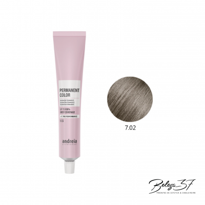 Tubo de tinta cabelo permanente andreia cor 7.02 rosa claro