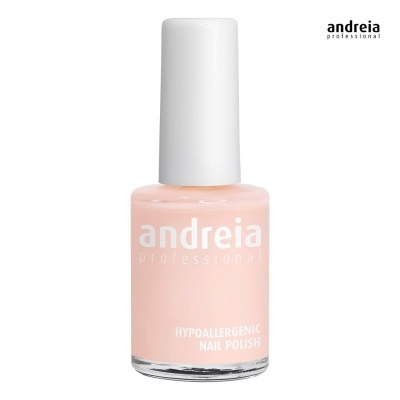 Frasco de esmalte de unhas Andreia Hypoallergenic nude claro com tampa branca