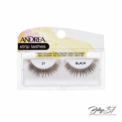 pestanas postiços pretas ANDREA strip lashes modelo 21 em embalagem transparente