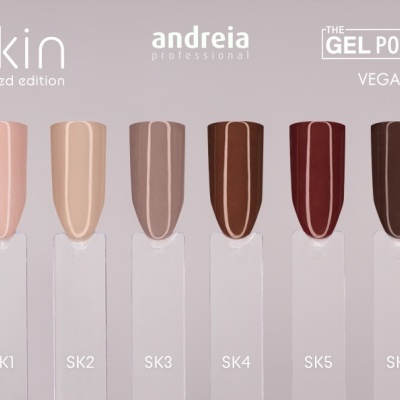 Amostras de verniz gel em tons de pele variadas da coleção Skin Limited Edition da Andreia Professional