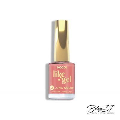 Verniz de unhas INOCOS like gel 2 Long Color rosa com tampa dourada