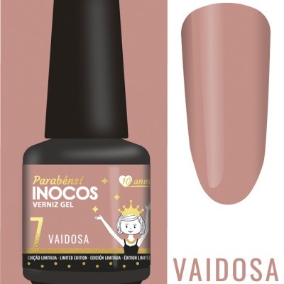 Verniz gel INOCOS cor Vaidosa com amostra da cor