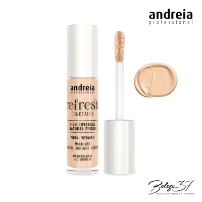 Corretor líquido Andreia Professional Refresh Concealer com aplicador e mancha do produto