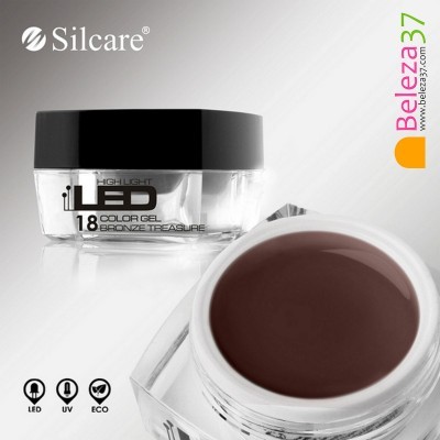 Gel para unhas Silcare bronze em embalagem transparente com tampa preta