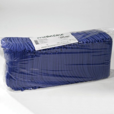 Pacote embalado de toucas descartáveis azuis de plástico