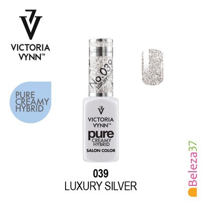 Verniz unhas Victoria Vynn Luxury Silver 039 com amostra da cor prateada