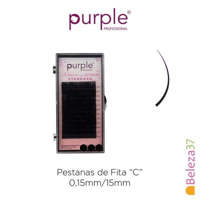 Caixa de pestanas de fita preta Purple Professional, 0,15mm por 15mm