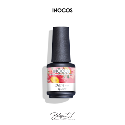 Frasco de verniz de unhas INOCOS com rótulo floral e texto