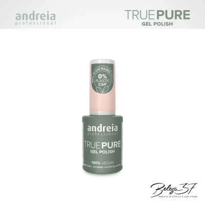 Frasco de verniz gel Andreia Professional TRUE PURE com tampa rosa claro e corpo verde escuro