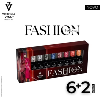 Kit de vernizes gel Victoria Vynn em várias cores com embalagem vermelha e texto promocional