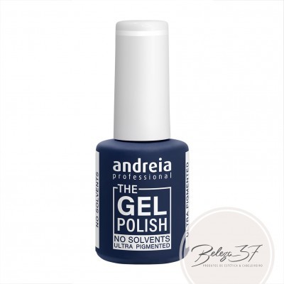 Esmalte gel azul escuro da marca andreia professional com tampa branca