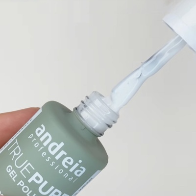 Frasco de verniz gel branco da Andreia Professional com pincel aplicador