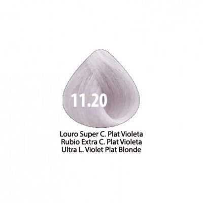 Amostra de cor de cabelo violeta clara com texto 11.20