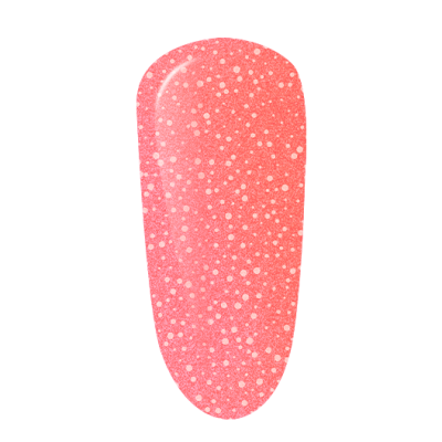 Unha postiça cor-de-rosa com pontos brancos