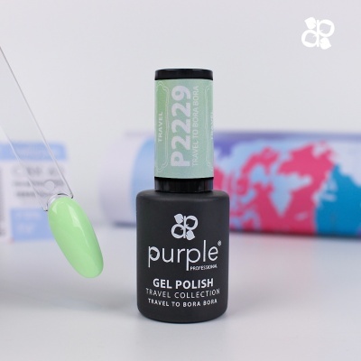 Verniz gel preto com tampa verde claro e amostrador de cor