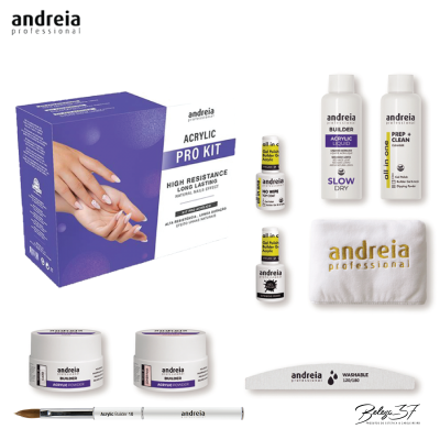 Kit de unhas acrílicas Andreia Professional com vários acessórios e embalagem