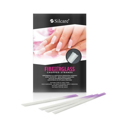 Caixa preta de fibra de vidro para unhas Silcare com tiras brancas e pontas lilás