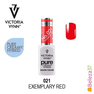 Esmalte Victoria Vynn Pure Creamy Hybrid vermelho exemplar 021 com amostra de cor