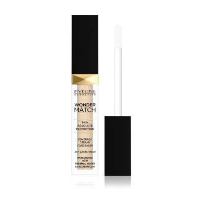 Corretor líquido Eveline Cosmetics Wonder Match com aplicador e tampa preta