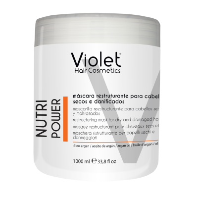 Tigela branca de máscara para cabelo seco e danificado Violet Hair Cosmetics