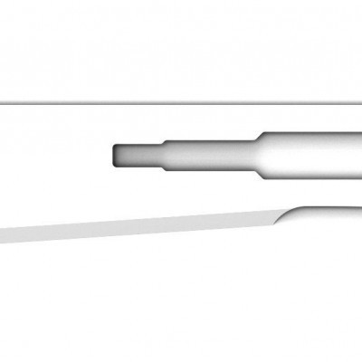 Lâmina de faca metálica prateada com recorte central e número 10