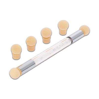 Aplicador transparente brilhante com seis pontas de silicone cor de pele para decoração de unhas