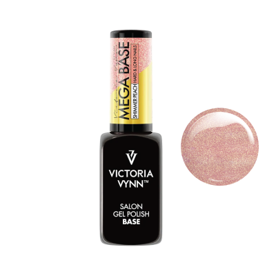 Esmalte de unhas em gel Victoria Vynn com tampo rosa cintilante e amostra da cor