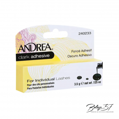 Cola adesiva para pestanas individuais ANDREA em embalagem branca e amarela