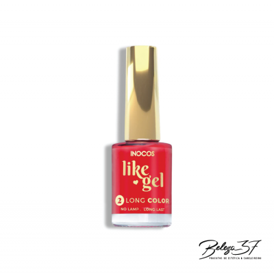 Frasco de verniz de unhas vermelho INOCOS like gel com tampa dourada