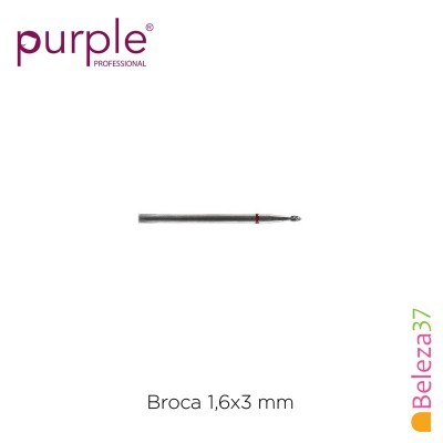 Broca metálica 1,6x3 mm com anel vermelho em fundo branco
