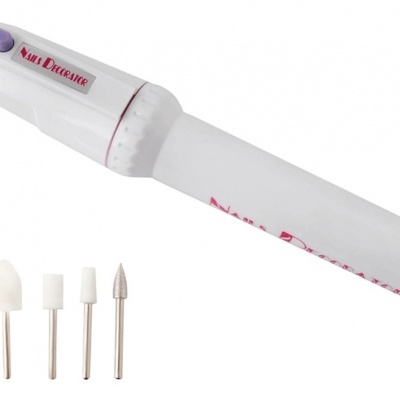 Conjunto de manicure elétrica branco com lima e acessórios