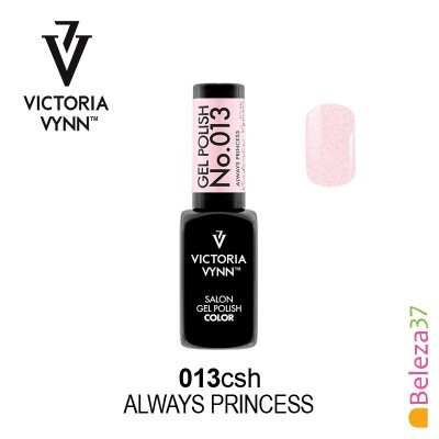 Esmalte gel Victoria Vynn cor rosa claro com brilho, etiqueta No.013 Always Princess