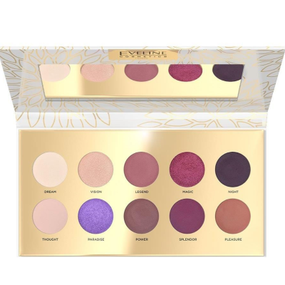 Paleta de sombras de olhos com 10 cores e espelho interior da marca EVELINE COSMETICS