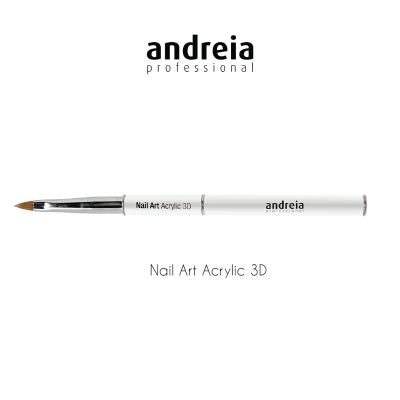 Pincel Nail Art Acrylic 3D andreia professional branco com ponta de cerdas