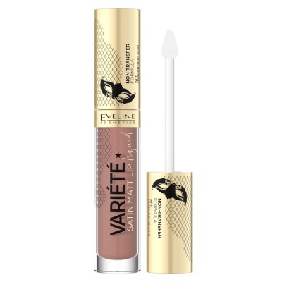 Batom líquido matte com embalagem dourada e aplicador branco