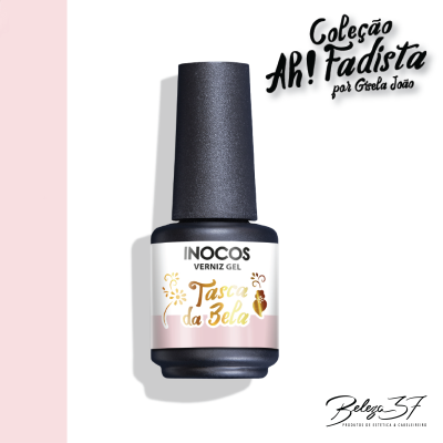 Frasco de verniz gel Inocos Tasca da Bela sobre fundo branco