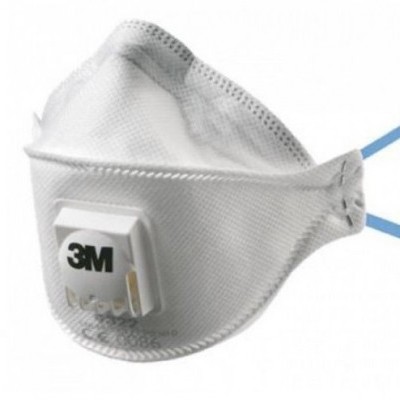 Máscara respiratória branca 3M com válvula e tiras azuis