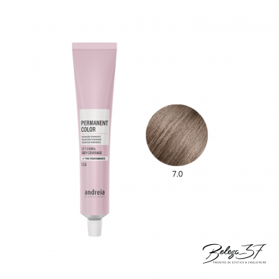 Tubo de coloração permanente Andreia Professional castanho claro 7.0 com fundo branco
